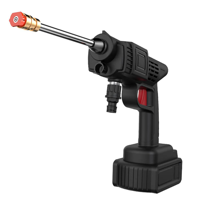 Electric water gun with accessories on a white background